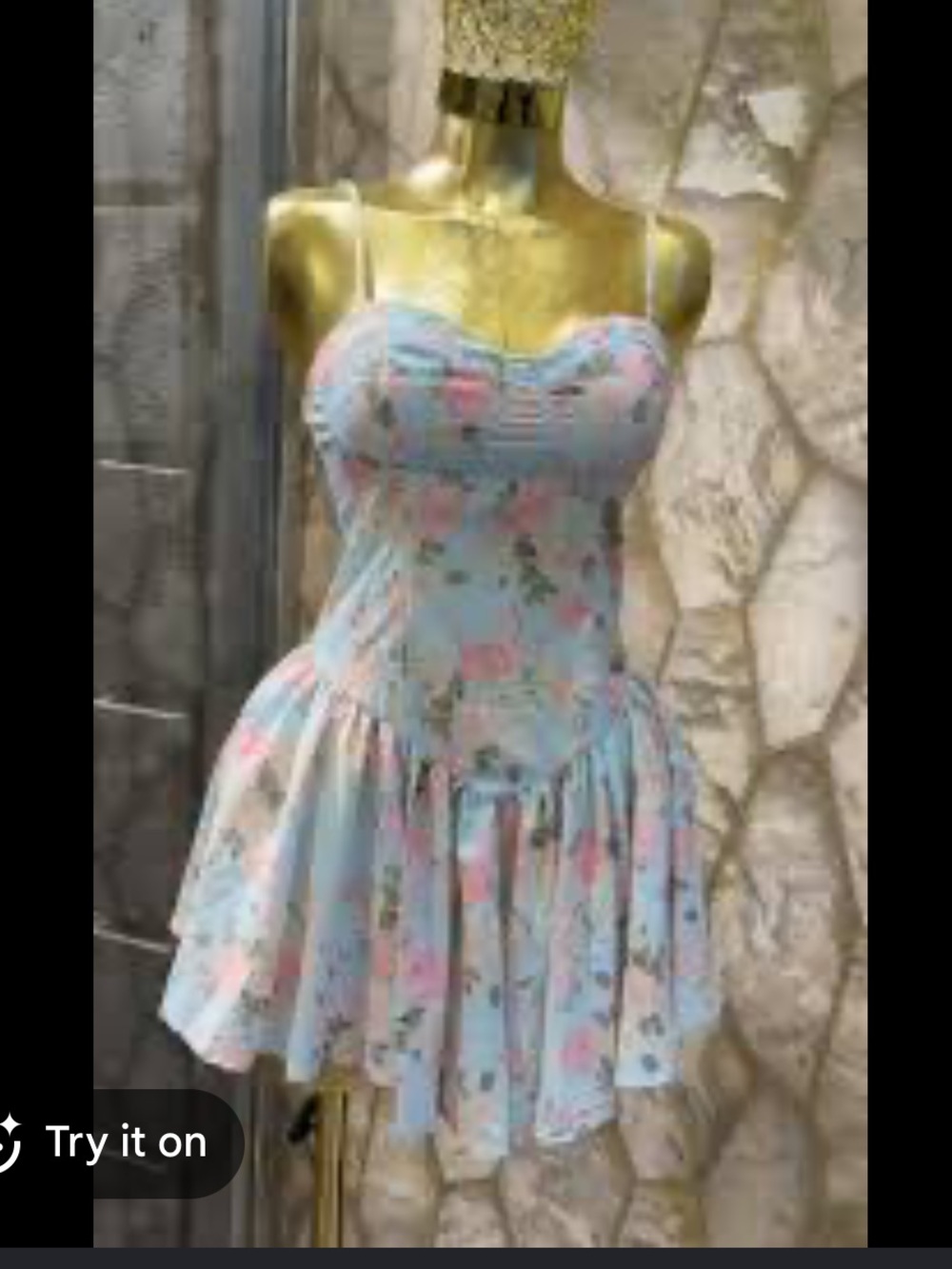 SHEIN Light Blue Floral Spaghetti-Strap Dress